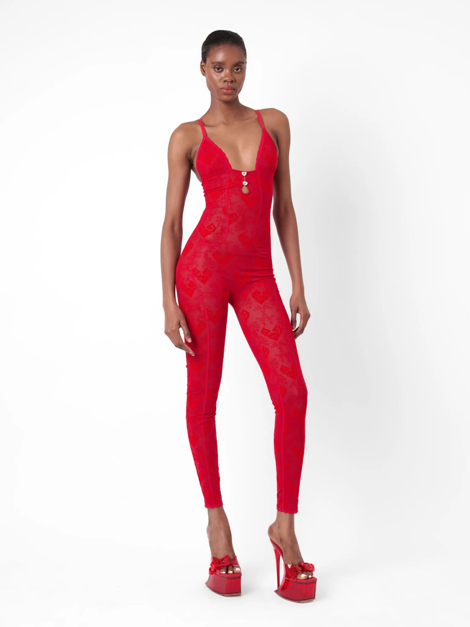Scarlett Jumpsuit Flocked Mesh<Poster Girl Best