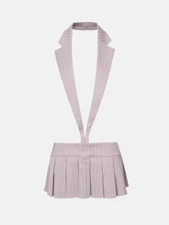 Skye Mini Dress Grey/Pink Pinstripe<Poster Girl Sale