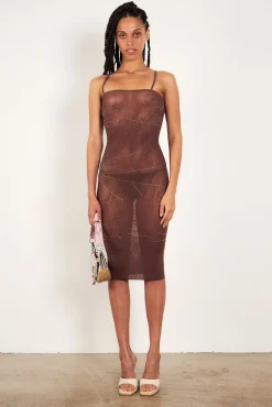 Vanderbeck Dress Rhinestone in Old Money Brown<Poster Girl Discount
