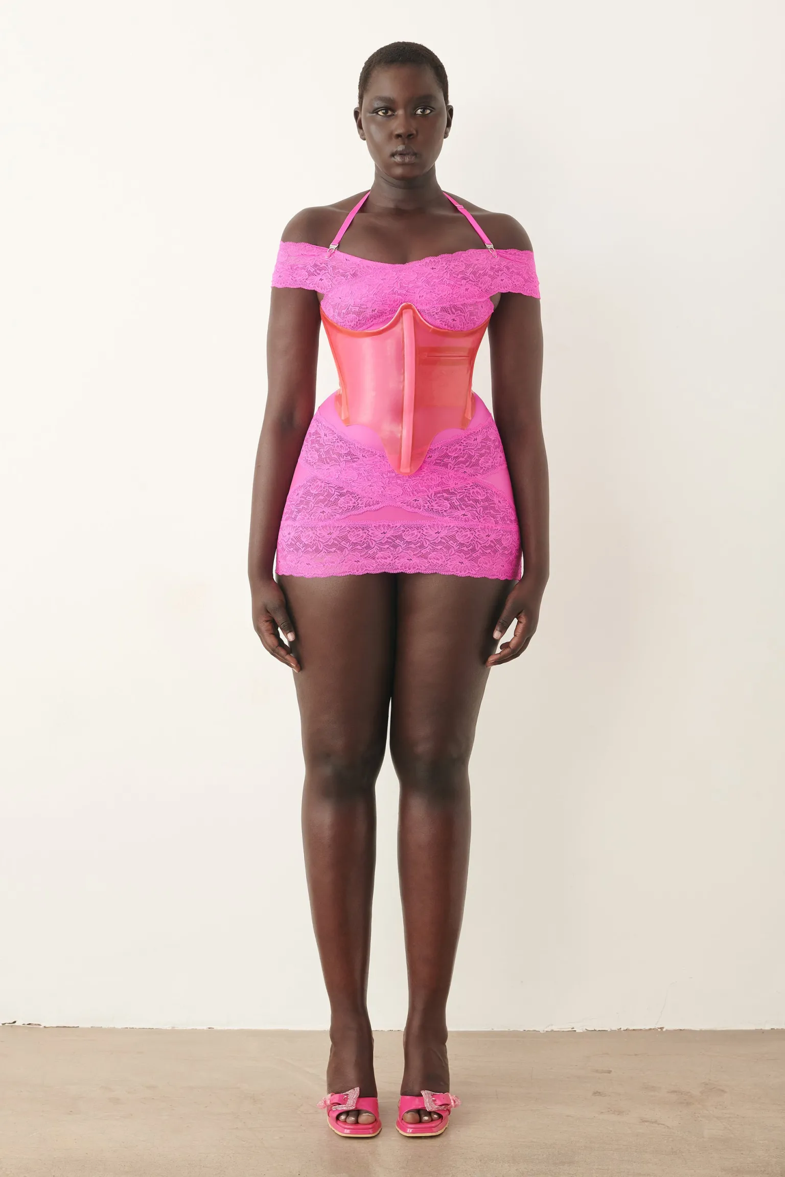 Wanda Waspie Latex Corset Harlot Pink<Poster Girl New