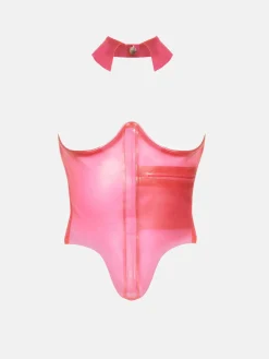 Wanda Waspie Latex Corset Harlot Pink<Poster Girl New